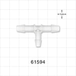 T Connector, Reducer, Barbed, Natural - Fits 1/4 inch ID Tubing (0.25 inch, 6.35 mm); Fits 3/32 inch ID Tubing (0.094 inch, 2.38 mm) - 61594