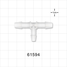 T Connector, Reducer, Barbed, Natural - Fits 1/4 inch ID Tubing (0.25 inch, 6.35 mm); Fits 3/32 inch ID Tubing (0.094 inch, 2.38 mm) - 61594