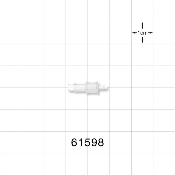 Straight Reducer Connector, Barbed, Natural - Fits 1/8 inch x 1/16 inch ID Tubing (0.125 inch x 0.063 inch, 3.18 mm x 1.59 mm) - 61598
