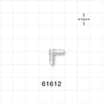 Elbow Connector, Barbed, Natural - Fits 3/32 inch ID Tubing (0.094 inch, 2.38 mm) - 61612