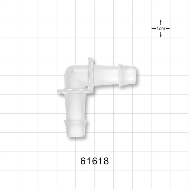 Elbow Connector, Barbed, Natural - Fits 3/8 inch ID Tubing (0.375 inch, 9.53 mm) - 61618