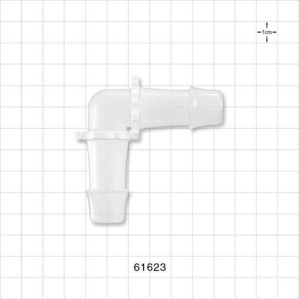 Elbow Connector, Barbed, Natural - Fits 3/4 inch ID Tubing (0.75 inch, 19.05 mm) - 61623