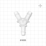 Y Connector, Barbed, Natural - Fits 3/8 inch ID Tubing (0.375 inch, 9.53 mm) - 61633