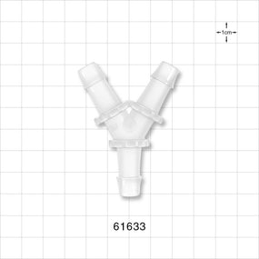 Y Connector, Barbed, Natural - Fits 3/8 inch ID Tubing (0.375 inch, 9.53 mm) - 61633