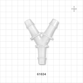 Y Connector, Barbed, Natural - Fits 1/2 inch ID Tubing (0.5 inch, 12.7 mm) - 61634