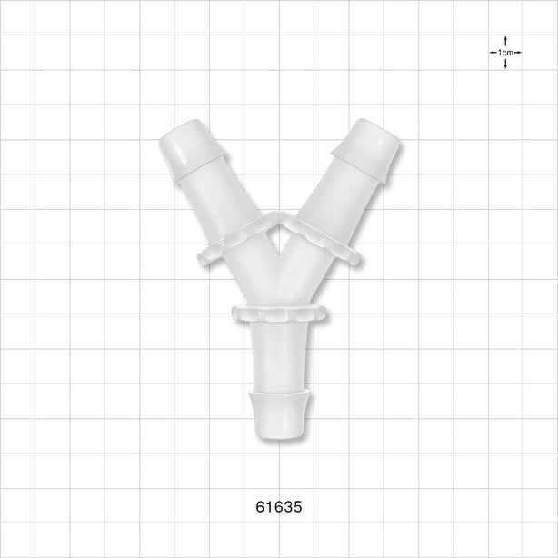 Y Connector, Barbed, Natural - Fits 5/8 inch ID Tubing (0.625 inch, 15.88 mm) - 61635