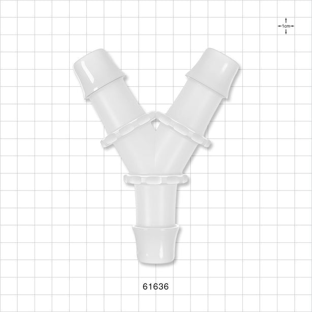 Y Connector, Barbed, Natural - Fits 1 inch ID Tubing (1 inch, 25.4 mm) - 61636