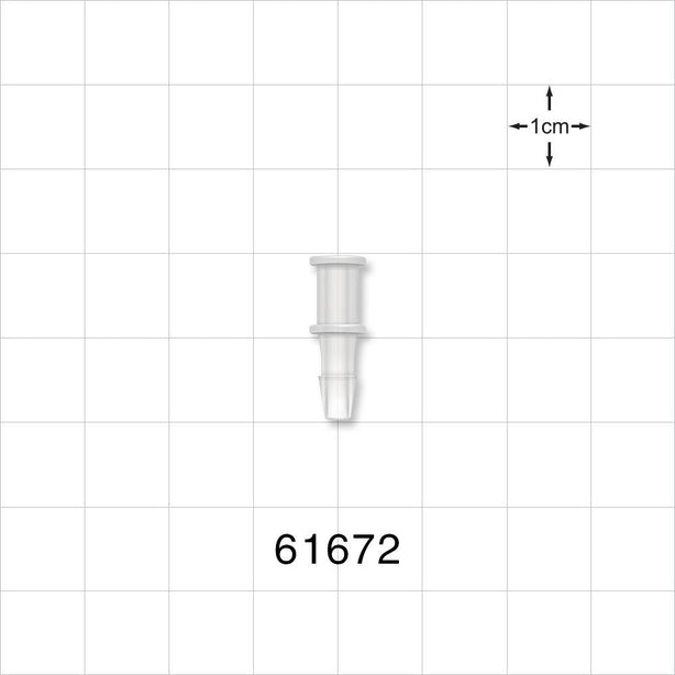Press-In Plug, Barbed, Natural - Fits 1/8 inch ID Tubing (0.125 inch, 3.2 mm) - 61672