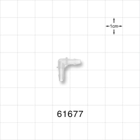 Elbow Connector, Barbed, Natural - Fits 3/32 inch ID Tubing (0.094 inch, 2.38 mm) - 61677