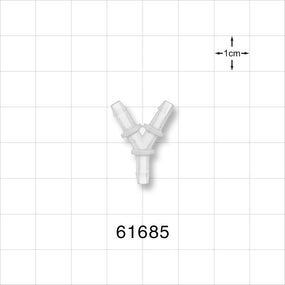 Y Connector, Barbed, Natural - Fits 1/8 inch ID Tubing (0.125 inch, 3.18 mm) - 61685