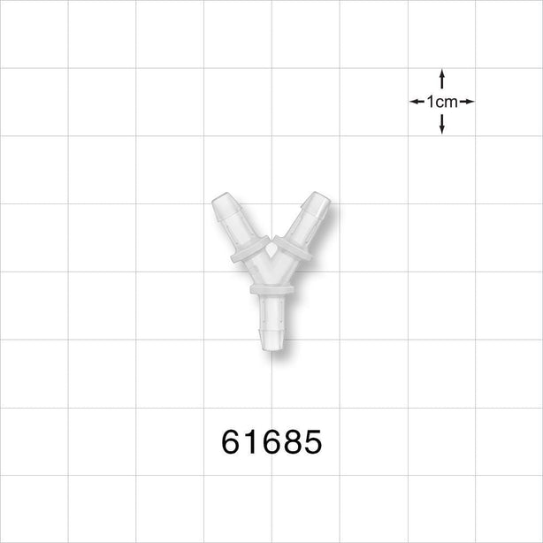 Y Connector, Barbed, Natural - Fits 1/8 inch ID Tubing (0.125 inch, 3.18 mm) - 61685