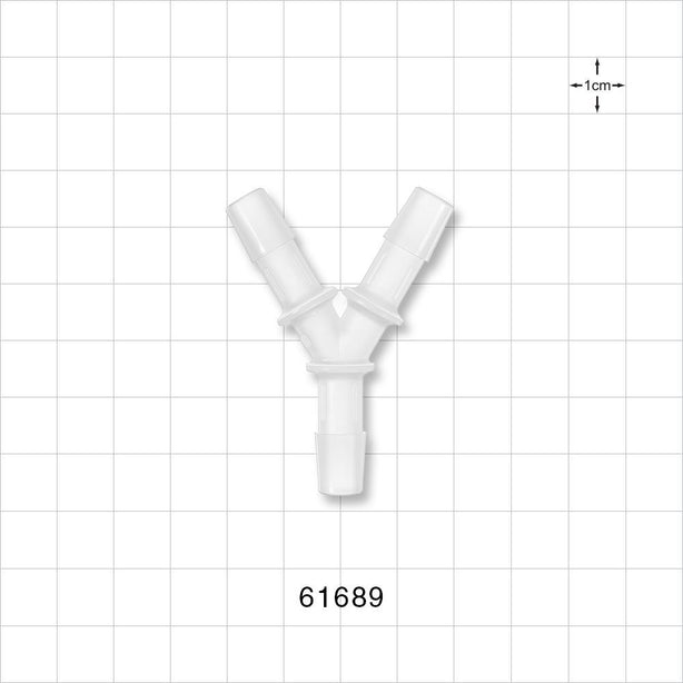 Y Connector, Barbed, Natural - Fits 5/16 inch ID Tubing (0.313 inch, 7.94 mm) - 61689
