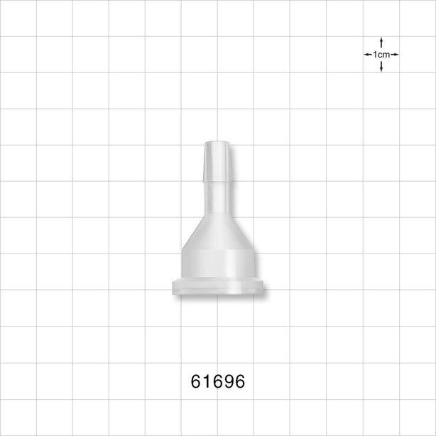 Sanitary Flange, Barbed, Natural - 0.5 inch/0.75 inch Mini; Fits 1/4 inch ID Tubing (0.25 inch, 6.35 mm) - 61696