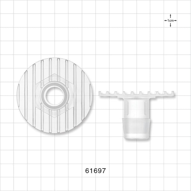 Bag Port Flange with Ribbed Base, Barbed, Natural - Fits 3/4 inch ID Tubing (0.75 inch, 19.05 mm) - 61697