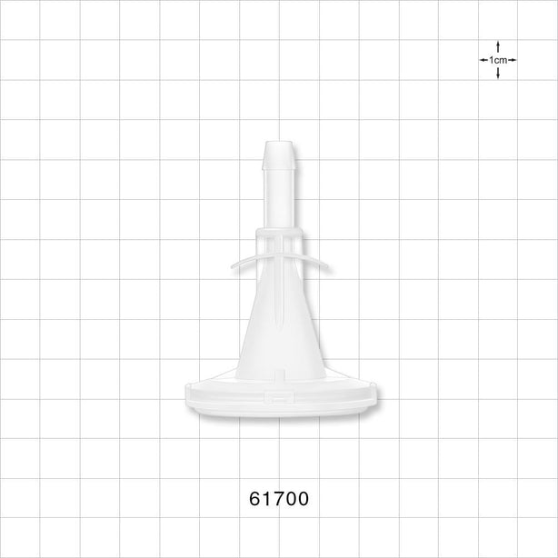 Sanitary Flange, Barbed, Natural, Pre-Attached Gasket - 1 inch/1.5 inch Standard; Fits 1/4 inch ID Tubing (0.25 inch, 6.35 mm) - 61700