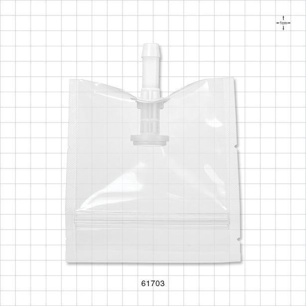 Sanitary Flange, Barbed, Natural, Pre-Attached Gasket, in Sealed Pouch - 0.5 inch/0.75 inch Mini; Fits 3/8 inch ID Tubing (0.375 inch, 9.53 mm); 4 inch x 4 inch Pouch - 61703
