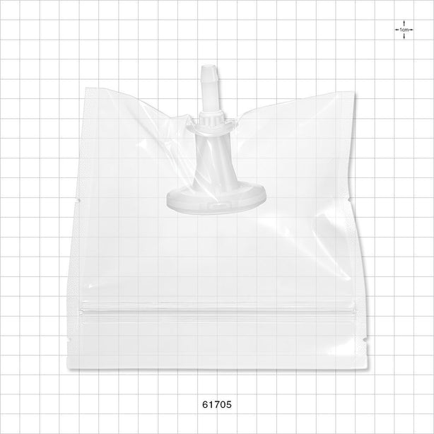 Sanitary Flange, Barbed, Natural, Pre-Attached Gasket, in Sealed Pouch - 1 inch/1.5 inch Standard; Fits 1/4 inch ID Tubing (0.25 inch, 6.35 mm); 5 inch x 5 inch Pouch - 61705