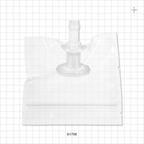 Sanitary Flange, Barbed, Natural, Pre-Attached Gasket, in Sealed Pouch - 1 inch/1.5 inch Standard; Fits 1/2 inch ID Tubing (0.5 inch, 12.7 mm); 5 inch x 5 inch Pouch - 61706