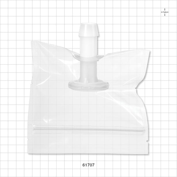 Sanitary Flange, Barbed, Natural, Pre-Attached Gasket, in Sealed Pouch - 1 inch/1.5 inch Standard; Fits 3/4 inch ID Tubing (0.75 inch, 19.05 mm); 5 inch x 5 inch Pouch - 61707