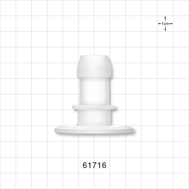 Sanitary Flange, Barbed, Natural - 1 inch/1.5 inch Standard; Fits 5/8 inch ID Tubing (0.625 inch, 15.88 mm) - 61716