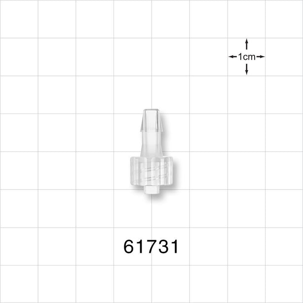 Male Luer Lock, Barbed, Natural - Fits 5/32 inch ID Tubing (0.156 inch, 3.97 mm) - 61731