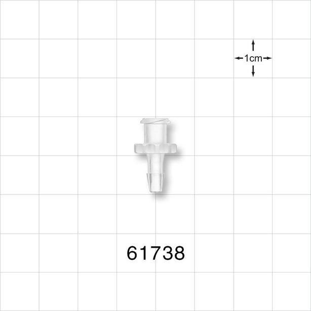 Female Luer Lock, Barbed, Natural - Fits 1/8 inch ID Tubing (0.125 inch, 3.18 mm) - 61738
