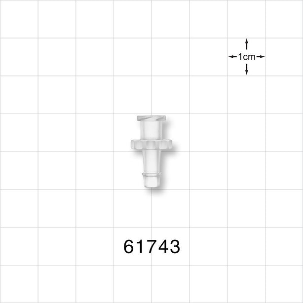 Female Luer Lock, Barbed, Natural - Fits 5/32 inch ID Tubing (0.156 inch, 3.97 mm) - 61743