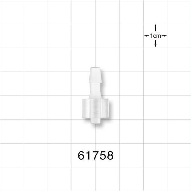 Male Luer Lock, Barbed Natural - Fits 5/32 inch ID Tubing (0.156 inch, 3.97 mm) - 61758