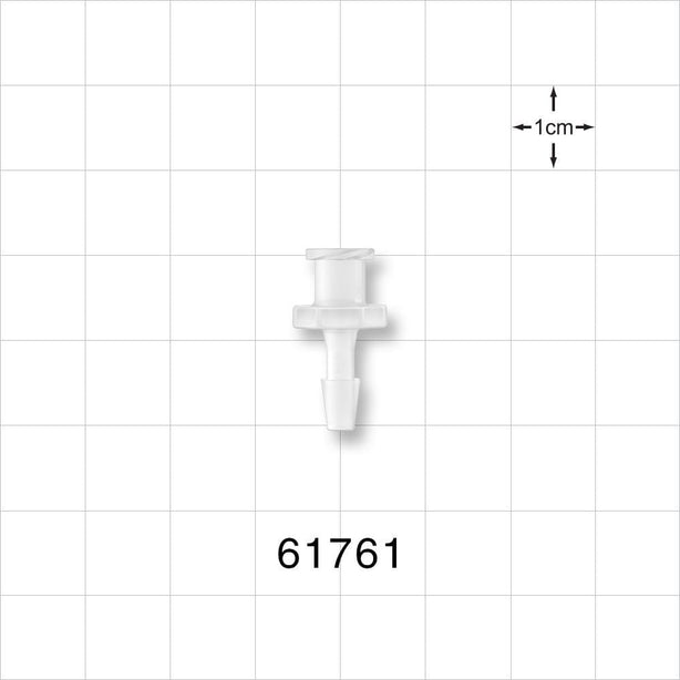 Female Luer Lock, Barbed, Natural - Fits 1/8 inch ID Tubing (0.125 inch, 3.18 mm) - 61761