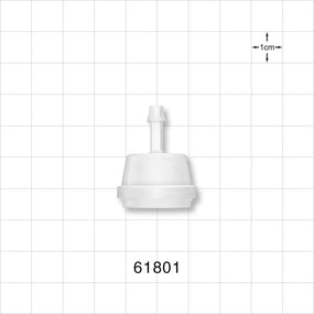 Sanitary Flange, Barbed, Natural, Pre-Attached Gasket - 0.5 inch/0.75 inch Mini, Fits 3/16 inch ID Tubing (0.187 inch, 4.76 mm) - 61801