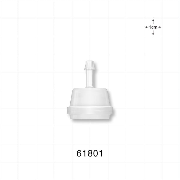 Sanitary Flange, Barbed, Natural, Pre-Attached Gasket - 0.5 inch/0.75 inch Mini, Fits 3/16 inch ID Tubing (0.187 inch, 4.76 mm) - 61801