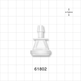Sanitary Flange, Barbed, Natural, Pre-Attached Gasket - 0.5 inch/0.75 inch Mini; Fits 1/4 inch ID Tubing (0.25 inch, 6.35 mm) - 61802
