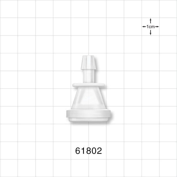 Sanitary Flange, Barbed, Natural, Pre-Attached Gasket - 0.5 inch/0.75 inch Mini; Fits 1/4 inch ID Tubing (0.25 inch, 6.35 mm) - 61802