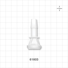 Sanitary Flange, Barbed, Natural, Pre-Attached Gasket - 0.5 inch/0.75 inch Mini; Fits 3/8 inch ID Tubing (0.375 inch, 9.53 mm) - 61803