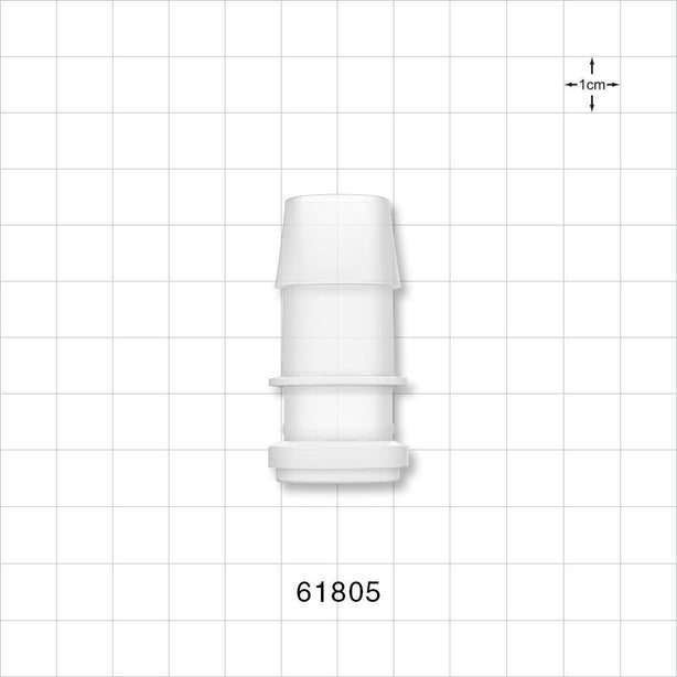 Sanitary Flange, Barbed, Natural, Pre-Attached Gasket - 0.5 inch/0.75 inch Mini; Fits 3/4 inch ID Tubing (0.75 inch, 19.05 mm) - 61805