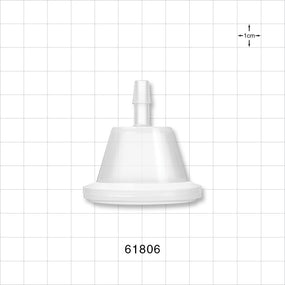 Sanitary Flange, Barbed, Natural, Pre-Attached Gasket - 1 inch/1.5 inch Standard; Fits 1/4 inch ID Tubing (0.25 inch, 6.35 mm) - 61806