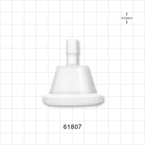Sanitary Flange, Barbed, Natural, Pre-Attached Gasket - 1 inch/1.5 inch Standard; Fits 3/8 inch ID Tubing (0.375 inch, 9.53 mm) - 61807