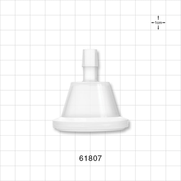 Sanitary Flange, Barbed, Natural, Pre-Attached Gasket - 1 inch/1.5 inch Standard; Fits 3/8 inch ID Tubing (0.375 inch, 9.53 mm) - 61807