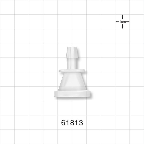 Sanitary Flange, Barbed, Natural - 0.5 inch/0.75 inch Mini; Fits 1/4 inch ID Tubing (0.25 inch, 6.35 mm) - 61813
