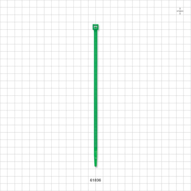 General Purpose Non-Reopening Cable Tie, Green 100/Bag - 7.56 inch (192 mm); 222N (50 lbs) Breaking Strength - 61836
