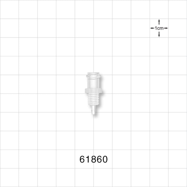 Panel Mount, Female Luer Lock, Barbed, Natural - 1/4-28 UNF Thread; Fits 1/16 inch ID Tubing (0.063 inch, 1.59 mm) - 61860