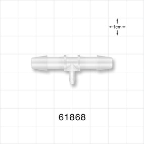 T Connector, Reducer, Barbed, Natural - Fits 1/4 inch ID Tubing (0.25 inch, 6.35 mm); Fits 3/32 inch ID Tubing (0.094 inch, 2.38 mm) - 61868