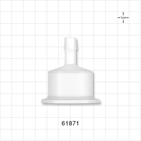 Sanitary Flange, Barbed, Natural - 1 inch/1.5 inch Standard; Fits 3/8 inch ID Tubing (0.375 inch, 9.53 mm) - 61871