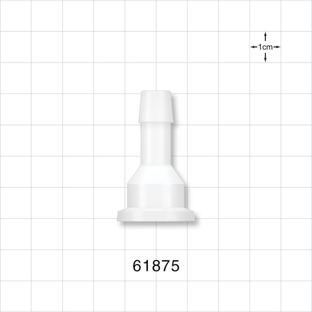 Sanitary Flange, Barbed, Natural - 0.5 inch/0.75 inch Mini; Fits 3/8 inch ID Tubing (0.375 inch, 9.53 mm) - 61875