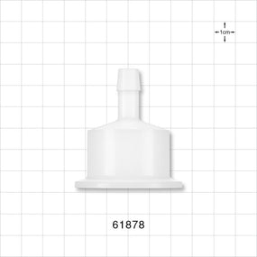 Sanitary Flange, Barbed, Natural - 1 inch/1.5 inch Standard; Fits 3/8 inch ID Tubing (0.375 inch, 9.53 mm) - 61878