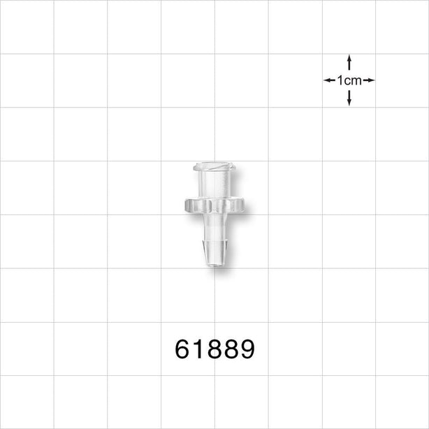 Female Luer Lock, Barbed, Clear - Fits 1/8 inch ID Tubing (0.125 inch, 3.18 mm) - 61889