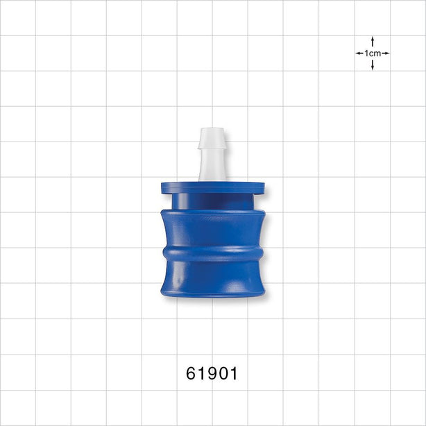 Female Hansen Quick Disconnect Body, Barbed, Blue - Fits 1/4 inch ID Tubing (0.25 inch, 6.35 mm) - 61901