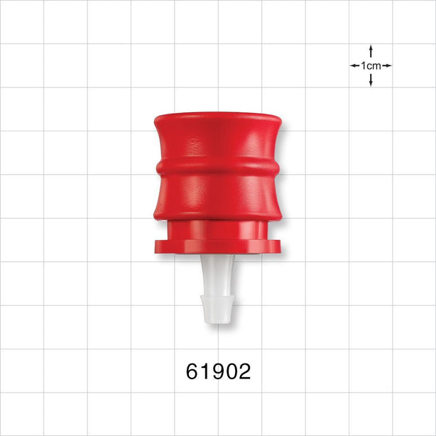 Female Hansen Quick Disconnect Body, Barbed, Red - Fits 1/4 inch ID Tubing (0.25 inch, 6.35 mm) - 61902