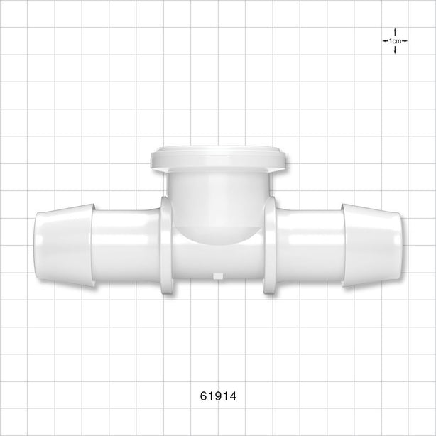 aSURE™ Sanitary Flange Instrument Tee, Barbed, Natural, Pre-Attached Diaphragm - 1 inch/1.5 inch Standard; Fits 1 inch ID Tubing (25.4 mm) - 61914