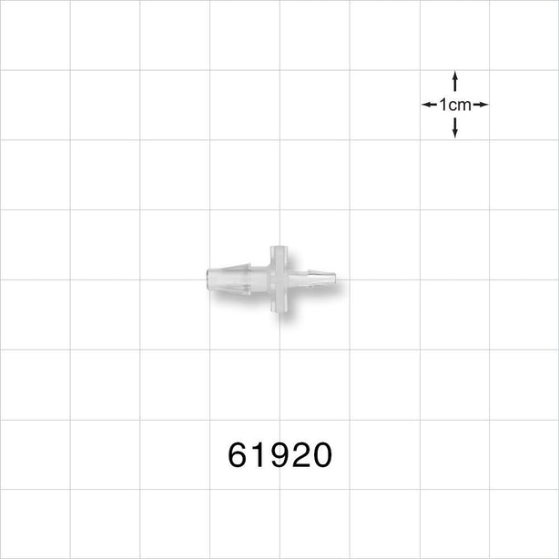 Straight Connector, Reducer, Barbed, Natural - Fits 1/8 inch x 1/16 inch ID Tubing (0.125 inch x 0.063 inch, 3.18 mm x 1.59 mm) - 61920